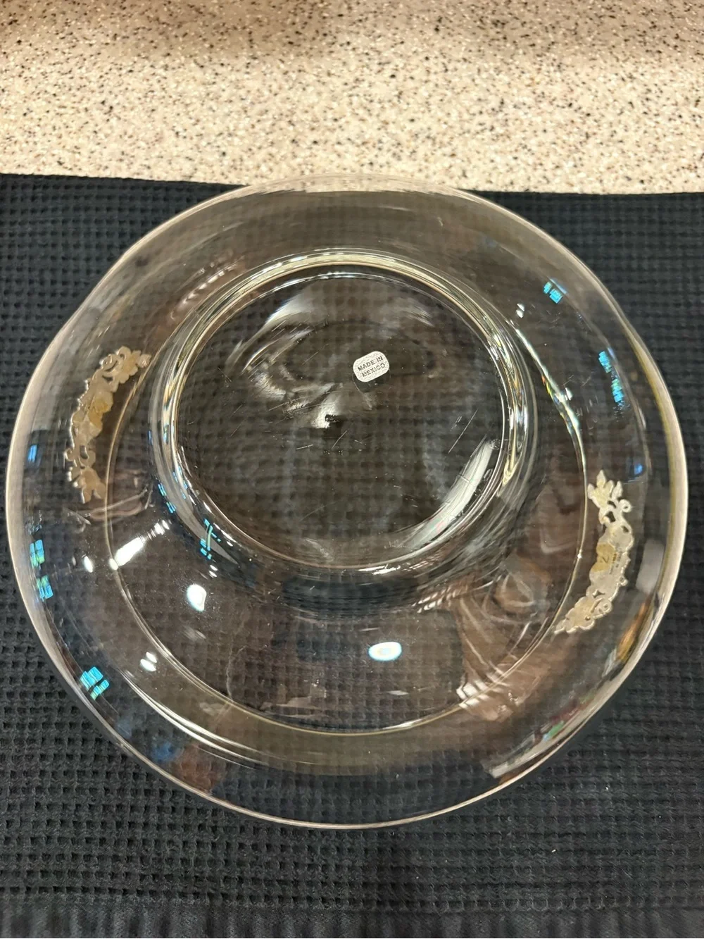 Clear Glass Decorative Bowl with Silver Accent